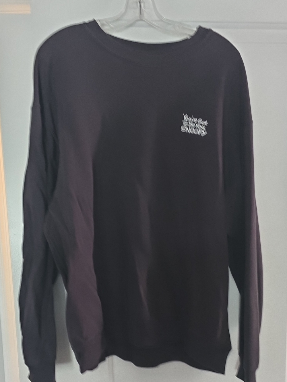Uniqlo Black Crewneck Sweater with White Chest Graphic